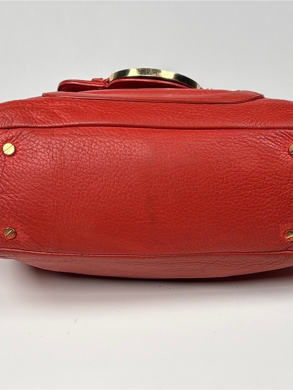 Tory burch Red Orange Amanda - Leather Shoulder Tote Bag with Gold Accents. - Picture 8 of 13
